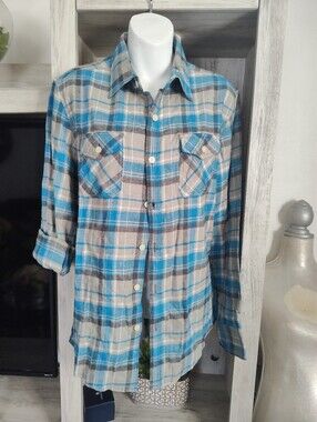 Slade Wilder Casual Blue & Gray Plaid Button-Down Shirt SZ Small New No Tags